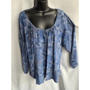 Rachel Zoe 100% Silk Blouse Blue Striped Size 9 Flowy Career Office Classy Bell